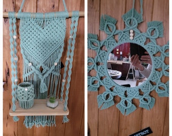 Etagere avec son miroir vert anis