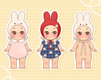 bunny angel baby | Rabbit Girl | INDOOR Water-Resistant Sticker | For Water Bottle, Laptop, Phone, Journal, Deco