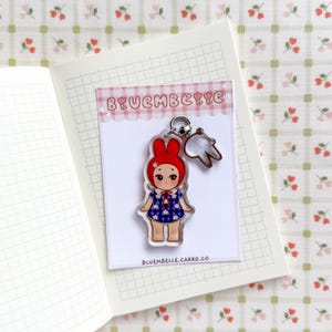 Bunny Kewpie Keychain | 2.5&quot; Double-Sided Cute Epoxy Charm  | Trinkets and Decor for Purses