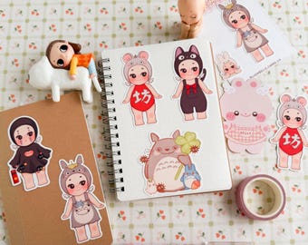 Ghiblet Kewpie Sticker: Anime Movie Inspired No Face, Soot Sprites, Jiji (Water-Resistant)