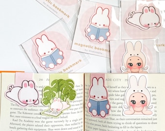 Bunny Reading Magnetic Bookmark | Double-Sided Bookmark | For books, planners, bujo spreads