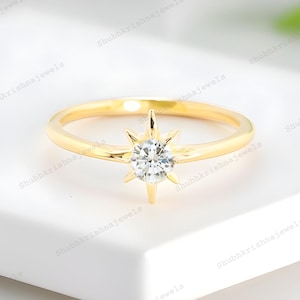 14K Gold Polar Star Ring , Tiny Star Ring , North Star Ring, Solid 14k Gold Ring, Minimalist Star Ring, Minimalist Ring, Dainty Gold Ring