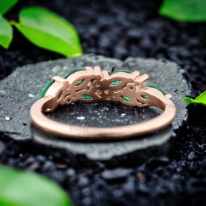 Vintage Emerald Wedding Band 14K Yellow Gold Band Marquise May ...