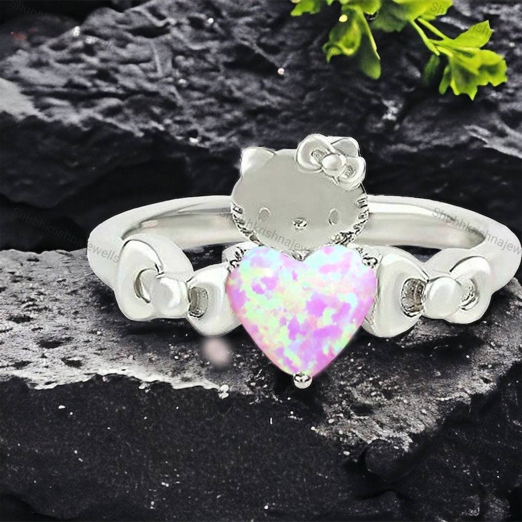 アクセサリー hello kitty quilting silver 925  ring Sanrio Hello Kitty Sterling Silver Cubic Zirconia Ring Size