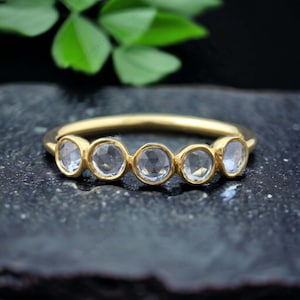 Delicate Aquamarine Wedding Band Bezel Set Half Eternity Matching Band March Birthstone Ring Women&#39;s Fine Jewelry Anniversary Gift For Wife