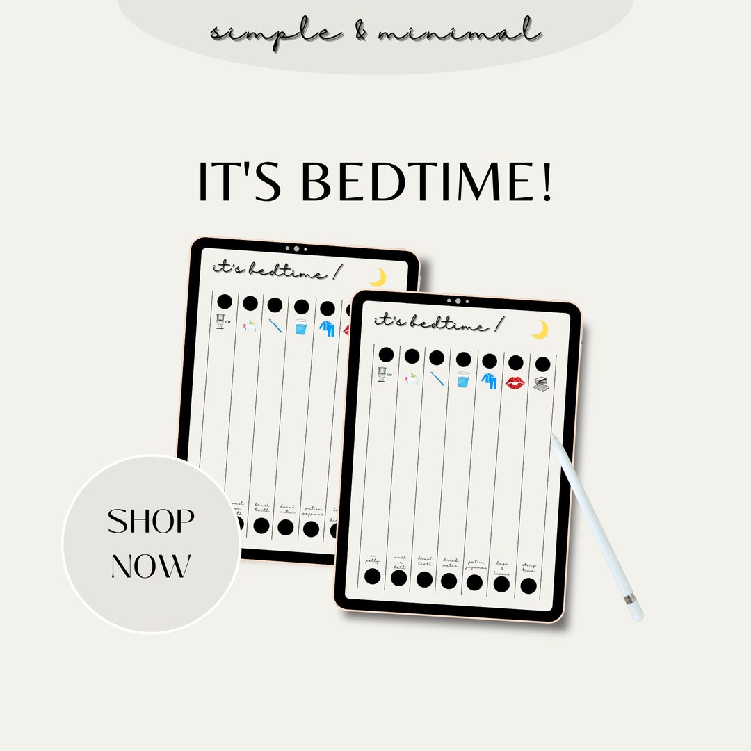IT'S BEDTIME Kids Sleep Routine Checklist Bedtime Help Etsy Canada