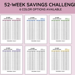 52 Week Saving Challenge, 10000 Saving Challenge, Printable PDF, Letter ...
