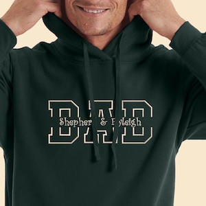 Personalised Dad Hoodie, Custom Embroidered Kids Names on Chest Hoody, Special Dad Pullover Unisex Jumper, Father's Day Outfit, Gift for Dad