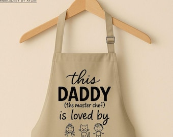 Tabliers papa personnalisés avec prénoms d'enfants, cadeaux de fête des pères pour papa, tablier de cuisine et de barbecue pour papa, cadeau pour nouveau papa, cadeaux papa venant d'enfants