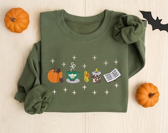 Autumn Icons Embroidered Sweatshirt, Pumpkin, Leaf & Acorn Crewneck, Cozy Fall Autumn Jumpers, Thanksgiving Gifts, Autumn Fall Gifts for Her
