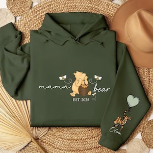 Personalised Mama Bear Hoodie, Mum Hoodies with Kids Names, Mother's Day Gifts for Her,
