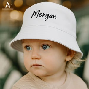 Personalised Baby Bucket Hats, Embroidered Name Baby Sun Hats, Beach Bucket Hat for Summer, Toddlers Gifts, Surf Bucket Hat, Gift for Babies