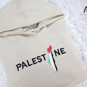 Pulls de calligraphie arabe brodés Palestine, carte de la Palestine pull sweat-shirt à capuche, sweat à capuche unisexe tailles adultes, vêtements Palestine