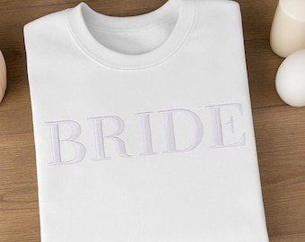 Bride Sweatshirt, Wifey Embroidered Crewneck Jumper, Personalise Bridal Party Mrs Sweater, Hen Do Bachelor Party Wedding Gift for Future Mrs