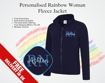 Personalised RN Nurse Fleece Jacket, Embroidered Womens Medical Uniform, Custom Name Zip Up, Nurse Student Gift, Doctor Gift, Nursing Gifts