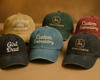 Embroidered Vintage Cap, Personalised Text/Logo Baseball Hat, Dad Hats, Your Own Text Caps, Christmas Gift, Gift for Bride