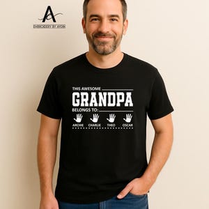 Personalised Father&#39;s Day Gift for Grandpa, Custom Grandpa Shirt with Grandkids Names, Grandad Crewneck Tee Tops, Grandfather Gift from Kids