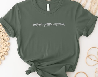 Embroidered Fishing Shirt for Men, Fisherman Embroidery Pullover Tees, Outdoor Angler T Shirts, Fishing Top for Husband, Fishing Lover Gifts