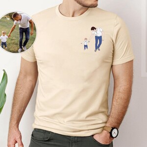 Custom Family Portrait Dad Shirt, Personalised Photo Sketch Shirts For Him, Father’s Day Gifts,