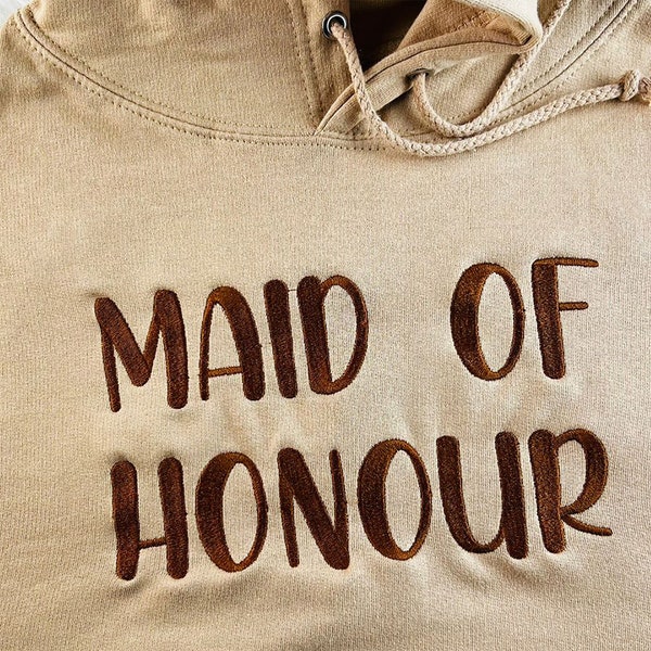 Maid of Honour Embroidered Hoodie, Personalised Bridesmaid Matching Sweatshirt, Custom Matching Bridal Shower Hoody for Couples, Hen do Gift