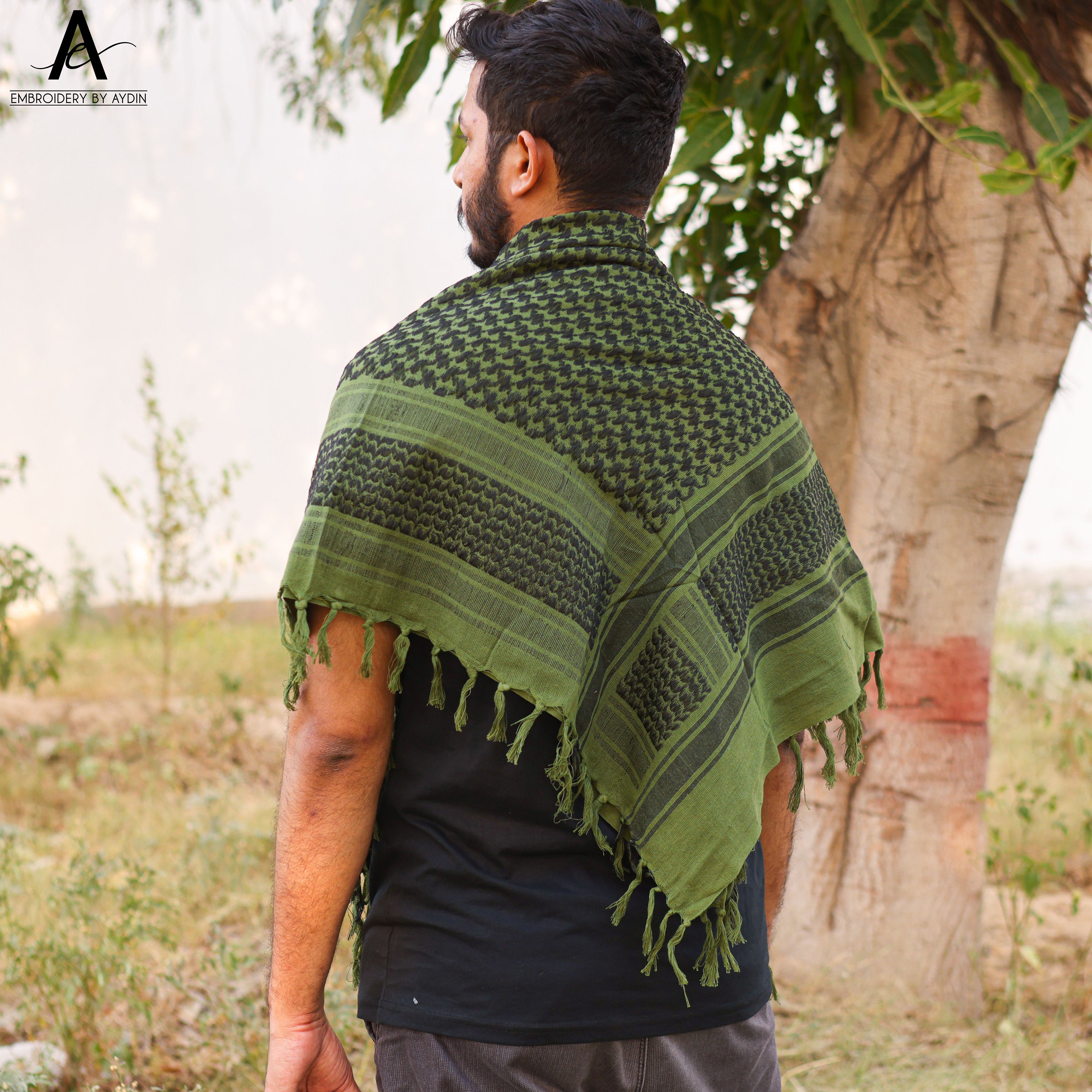 Bufanda De Palestina Keffiyeh Con Borlas - Poliéster, 125x125 Cm, Estilo árabe Para Diario O Eventos