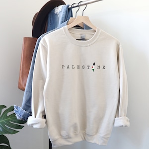 Sweat-shirts Palestine, pull à col rond imprimé carte de la Palestine, pulls tailles adultes/enfants Palestine, vêtements Palestine, livraison gratuite au Royaume-Uni