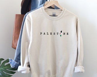 Palestine Sweatshirts, Palestine Map Printed Crewneck Jumper, Palestine Adults/Kids Sizes Sweaters, Palestine Clothing, Free Shipping in Uk