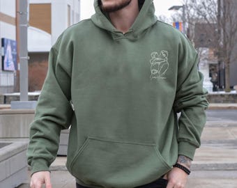 Custom Dad Portrait Hoodie with Kids&#39; Names, Personalised Father&#39;s Day Gifts, Portrait Hoodie, Gift for Dad from Children, Baby Reveal Gifts