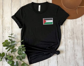 Geborduurd shirt Palestijnse vlag, T-shirt vlag Palestina met monogram, Palestijnse moslims volwassen maten bijpassende outfits voor kinderen, gratis verzending in VK