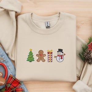 Embroidered Merry Christmas Cookies Sweatshirt, Holiday Baking Crewneck, Cute Gingerbread Xmas Jumper, Christmas Gifts for Her, Baker Gifts