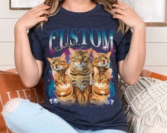 Custom Pet Shirt, Retro Graphic 90s Bootleg Rap Tee, Custom Cat Bootleg Rap Shirt, Cat Lover T-Shirt, Retro 90's Graphic Shirt, Gift for Her