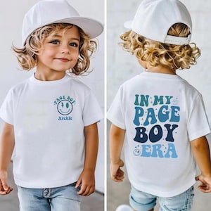 Personalised Page Boy Era Kids T-Shirt, Custom Name  Wedding Shirts, Ring Bearer Outfit, Wedding Day Kids Tee, Page Boy Gift, Gift for Kids