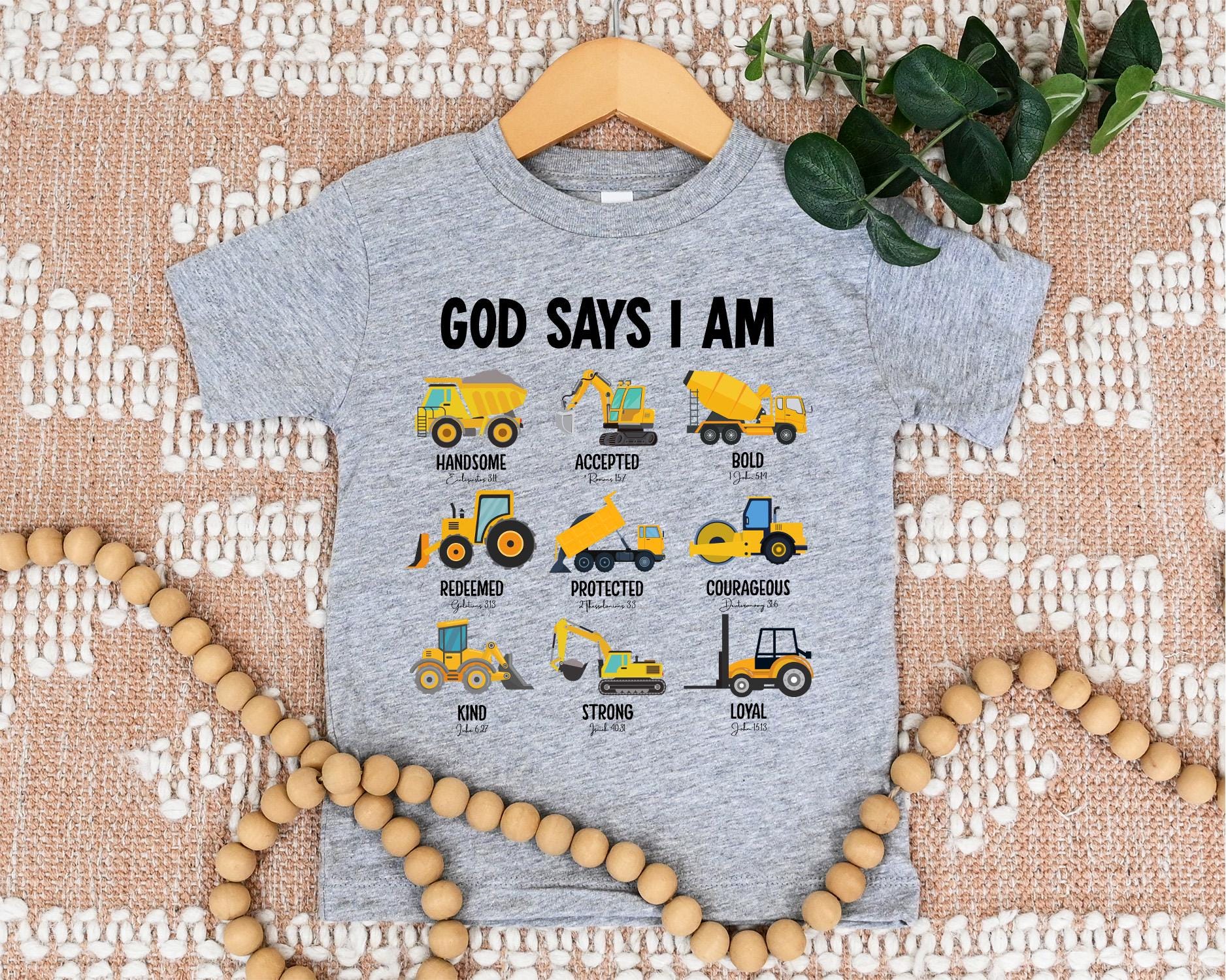 God Says I Am Shirt, Excavator Construction Kids Shirts, Shirts for ...