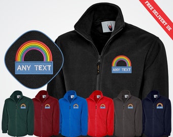 Personalisierte Fleece-Jacke für medizinisches Personal, gesticktes Regenbogen-Monogramm Nationale Gesundheitspflege-Arbeiteruniform, danke Krankenschwester-Geschenk für Doktor