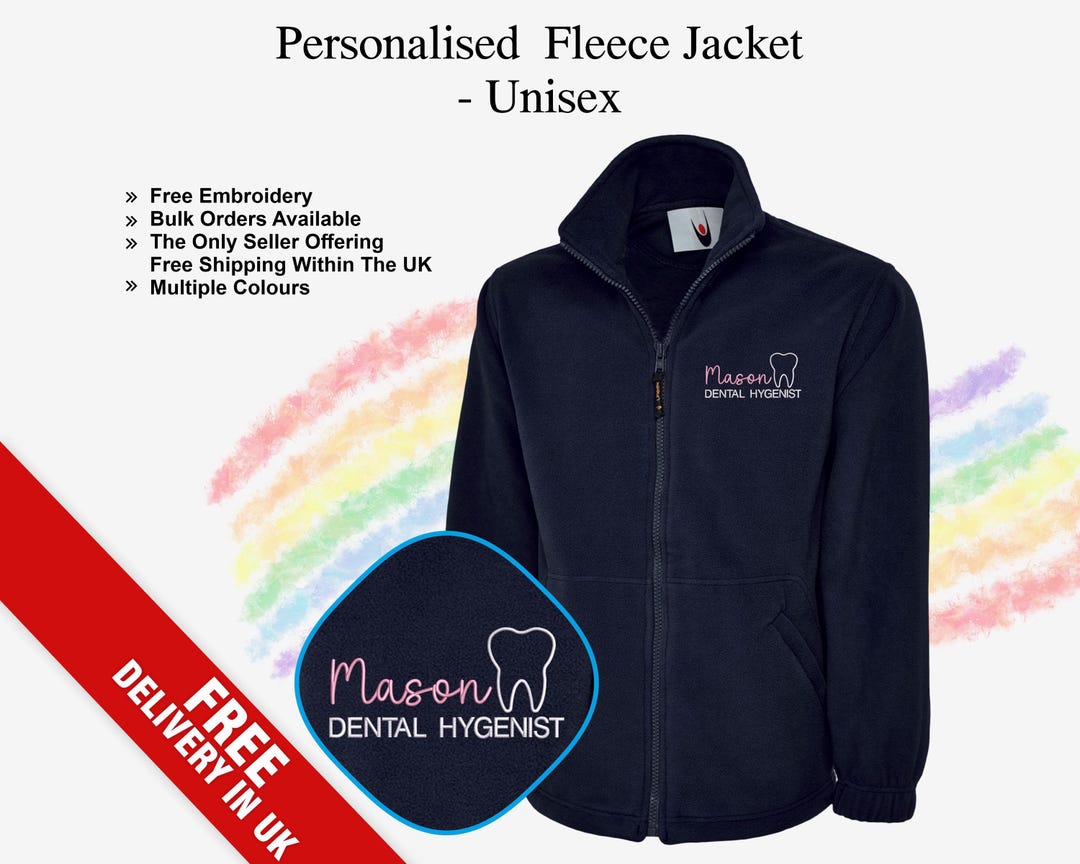 Personalised Dental Fleece Jackets, Embroidered Dentist Hygienist ...
