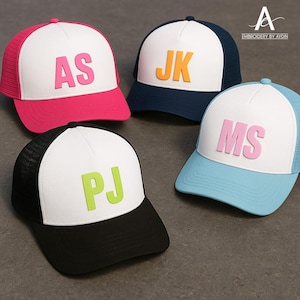 Personalised Initials Trucker Hat, Custom Monogram Bridal Favors Bachelorette Party Caps, Birthday Party Gifts, Bachelorette Party Caps Gift