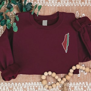 Palestine Map Watermelon Embroidery Sweater, Palestine Monogram Sweatshirt, Adults Sizes Unisex Jumper, Palestine Clothing, Free Shipping UK