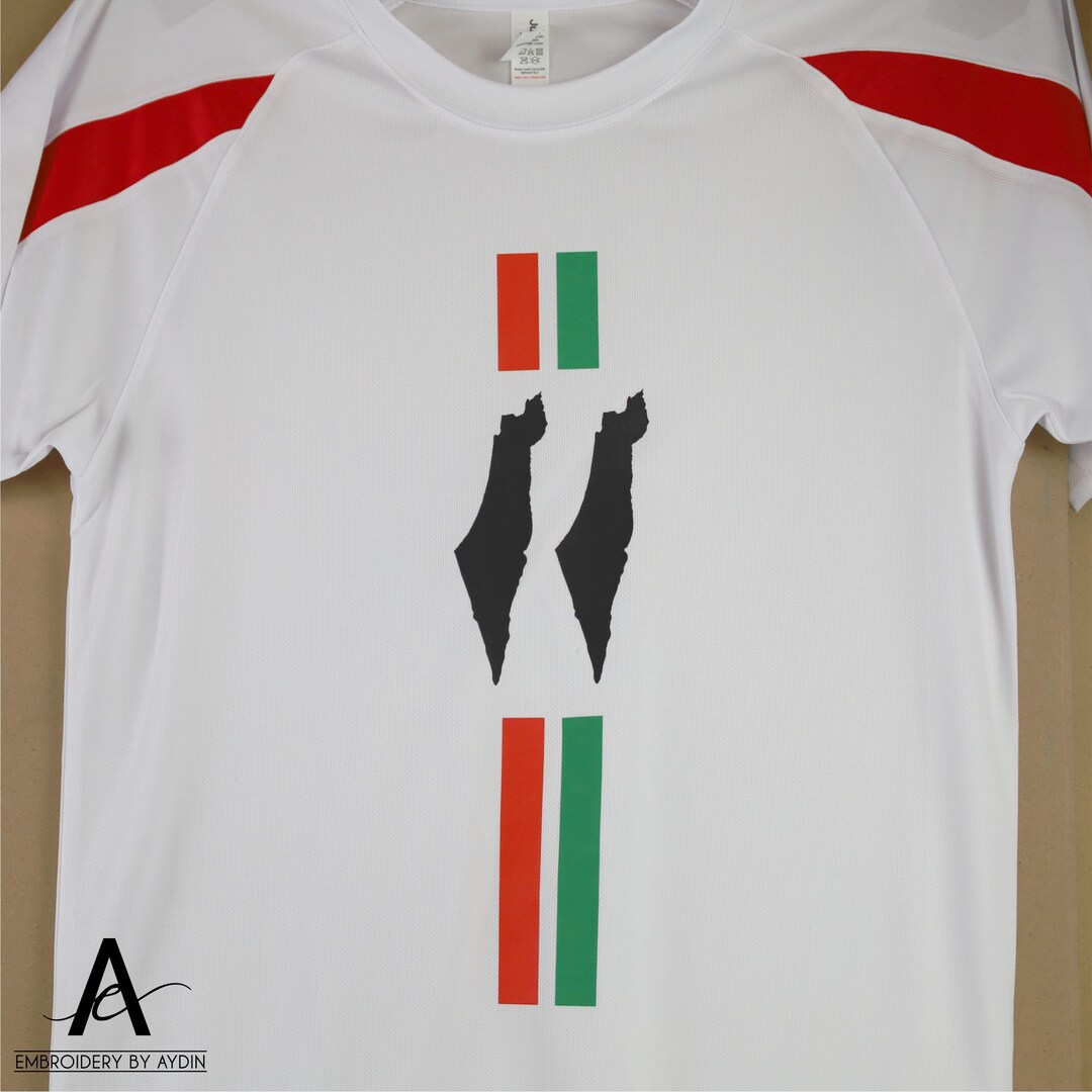 Palestine Football Shirt, Palestine Maps Flag Design Printed T Shirt