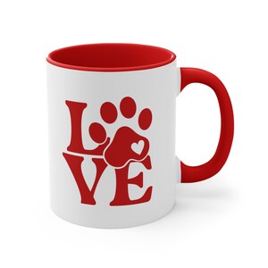 Liebe Paw Print Kaffeebecher, 11 Unze