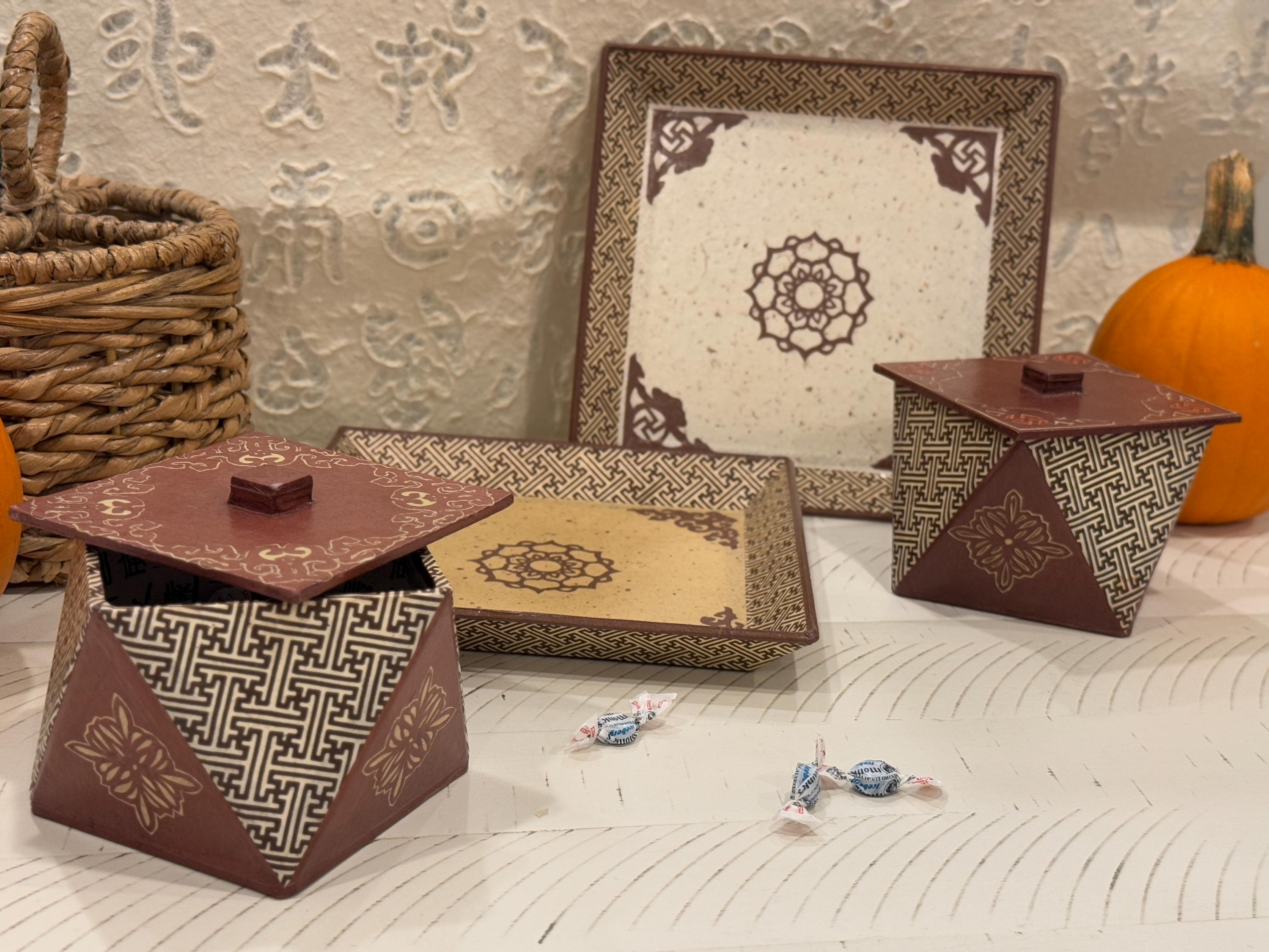 Traditional Korean Hanji Handmade Craft | Pencil Holder | Jewelry Box | Plate | Gifts