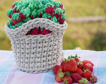 Cesta de fresas - Cesta de frambuesas - Cesta de cuerda - Bolso pequeño - Neceser - Bolso de mano - Cesta de frutas