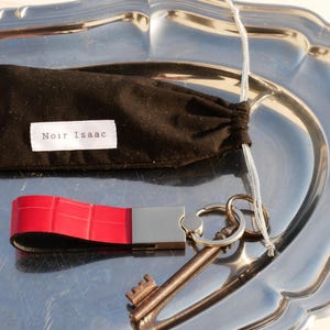 Genuine upcycled crocodile key ring - lizard - cowhide hair - French full grain calfskin lining - leather key ring