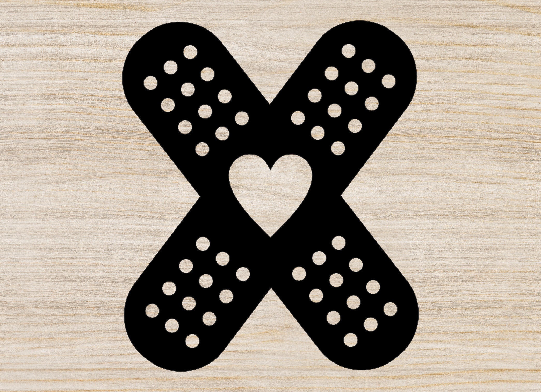 Crossed Heart Band Aid Svg, Crossed Band Aid Png, Crossed Bandaid