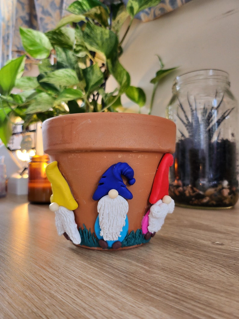 Trio of Garden Gnomes Terracotta Plant Pot Etsy Australia