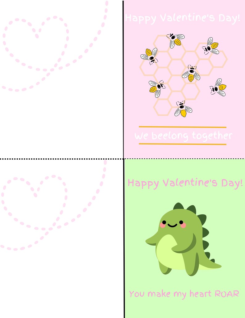 Child Friendly Valentine's Day Cards Digital Download Etsy