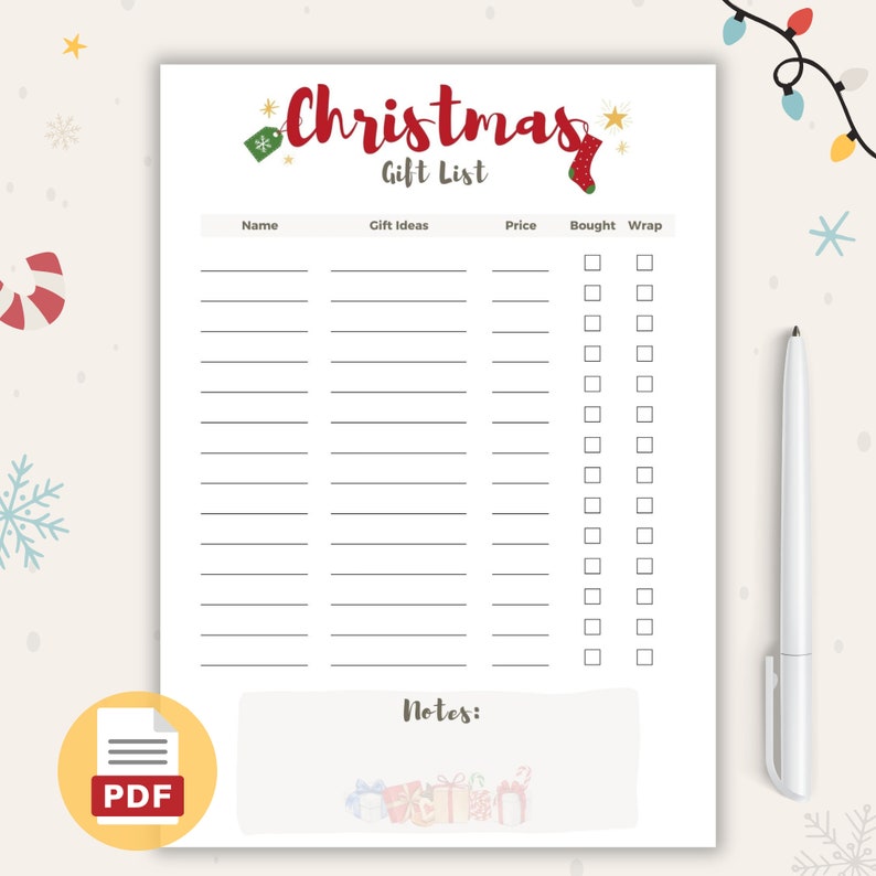 Christmas Gift List Printable Christmas - Il 794xN.5544641485 8aof 
