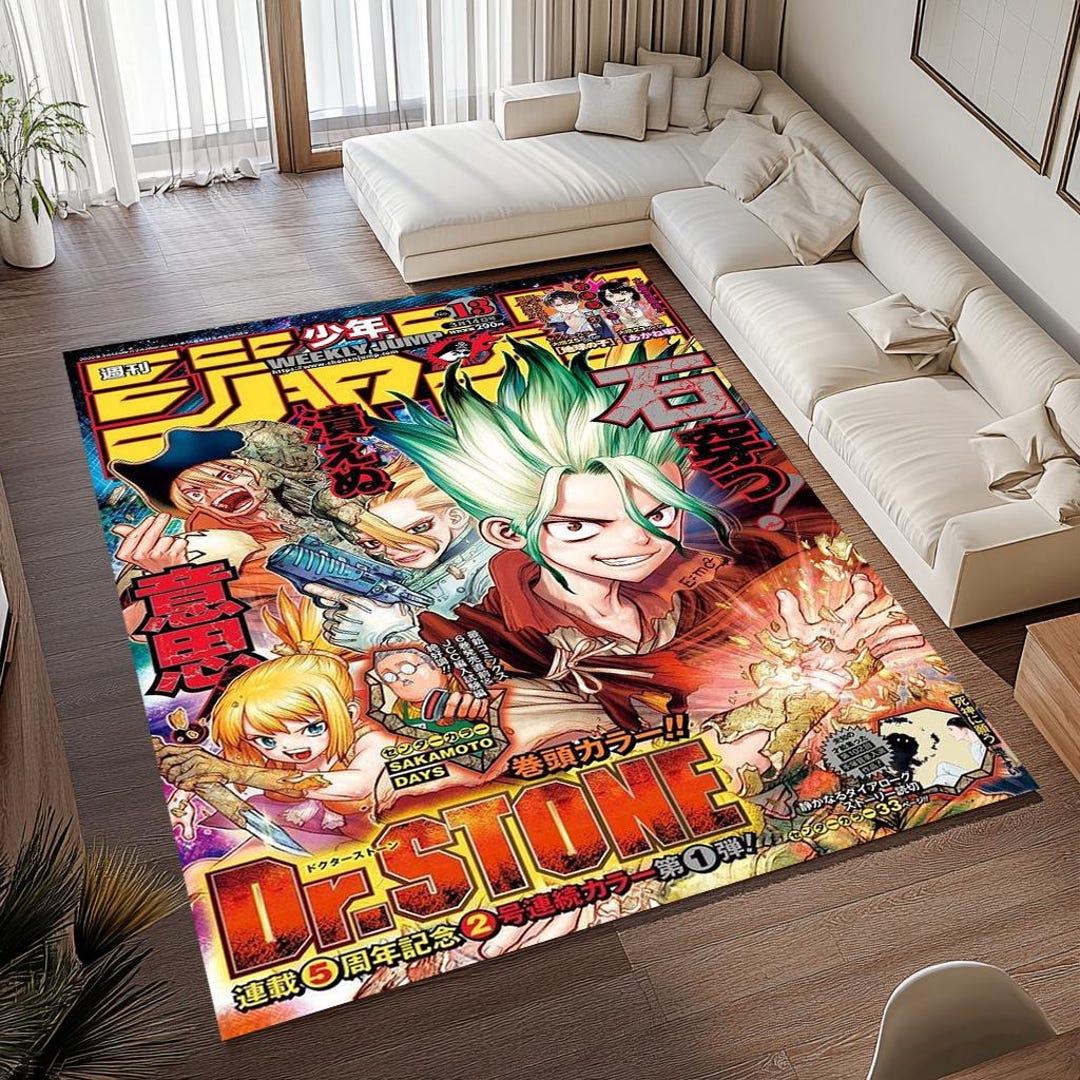 Anime Girl Rug: Soft Polyester Japanese Art, Non-slip Cotton Base - Etsy