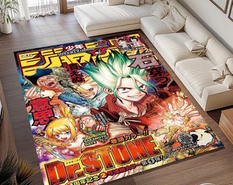 Anime Girl Rug: Soft Polyester Japanese Art, Non-Slip Cotton Base