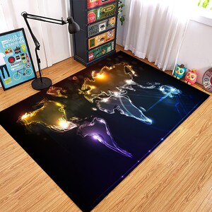 World Map Rug, Neon Rug, Neon Map Rug, Colorful Rug , Continent Rug, Gift For Him, Neon Looking Rug, Rugs For Living Room and Bedroom