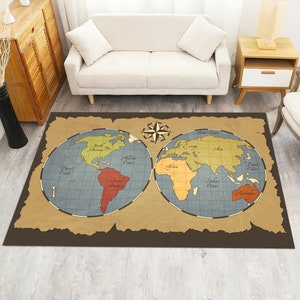 Map Rug, World Map, Old Look Rug, Cool Rug, Piri Reis Rug, Area Rug, Popular Rug, Compass Rug, Living Room Rug, Luxury Home Rug, LargeRug